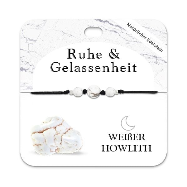 Produktbild: Wei&szlig;er Howlith Armband mit 3 Edelsteinperlen