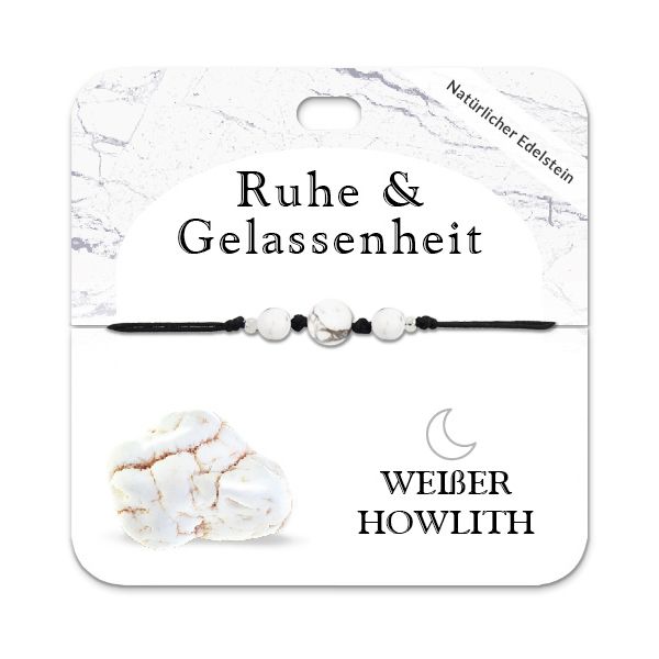 Produktbild: Wei&szlig;er Howlith Armband mit 3 Edelsteinperlen