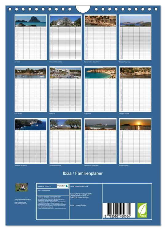 Produktbild: Ibiza / Familienplaner (Wandkalender 2026 DIN A4 hoch), CALVENDO Monatskalender