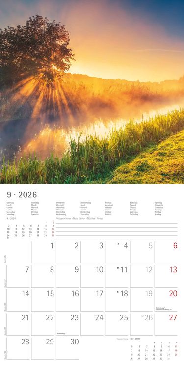 Produktbild: Sunny Moments 2026 - Broschürenkalender 30x30 cm (30x60 geöffnet) - Kalender mit Platz für Notizen - Bildkalender - Wandplaner - Wandkalender