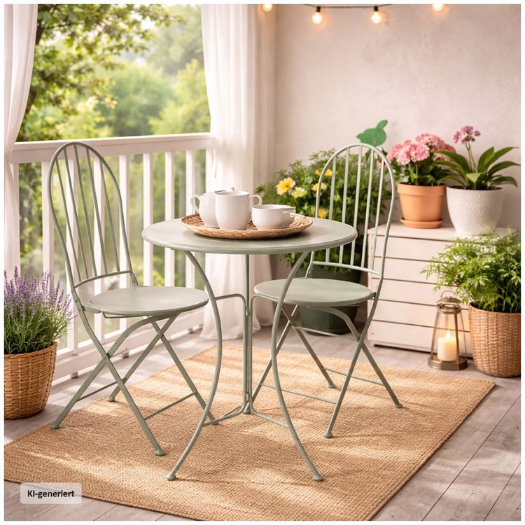 HTI-Living Bistro Sitzgruppe Metall Tisch mit 2 Stühlen Balkon Set Gartenmöbel kaufen