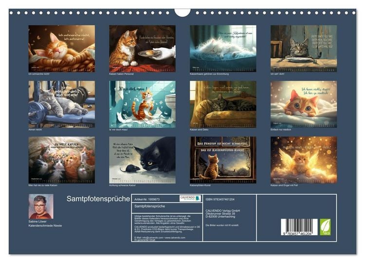 Produktbild: Samtpfotenspr&uuml;che (Wandkalender 2026 DIN A3 quer), CALVENDO Monatskalender