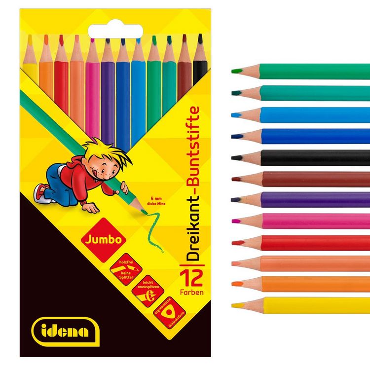 Produktbild: Idena Buntstifte Jumbo dreikant holzfrei 12 St&uuml;ck Kartonetui