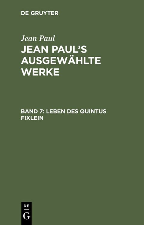 Produktbild: Leben des Quintus Fixlein