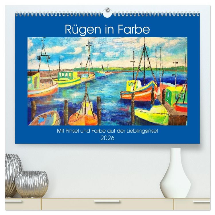 Produktbild: R&uuml;gen in Farbe - Mit Pinsel und Farbe auf der Lieblingsinsel (hochwertiger Premium Wandkalender 2026 DIN A2 quer), Kunstdruck in Hochglanz
