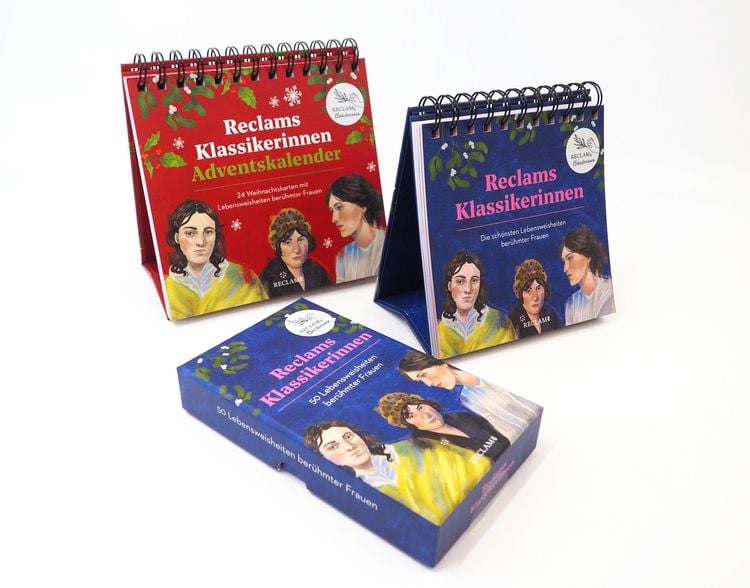 Produktbild: Reclams Klassikerinnen Adventskalender. 24 Weihnachtskarten mit Lebensweisheiten ber&uuml;hmter Frauen