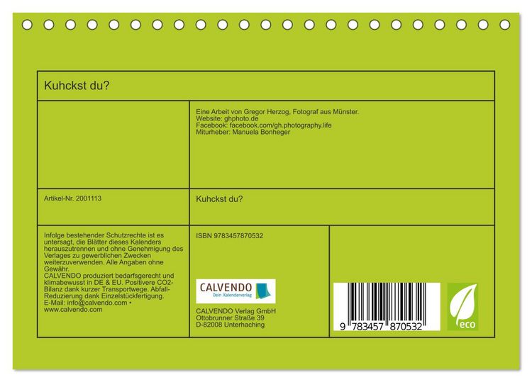 Produktbild: Kuhckst du? (Tischkalender 2026 DIN A5 quer), CALVENDO Monatskalender