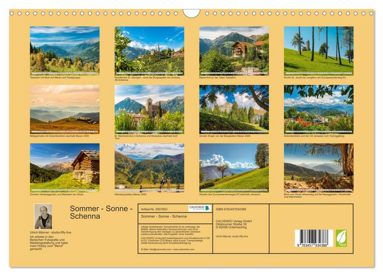 Produktbild: Sommer - Sonne - Schenna (Wandkalender 2026 DIN A3 quer), CALVENDO Monatskalender