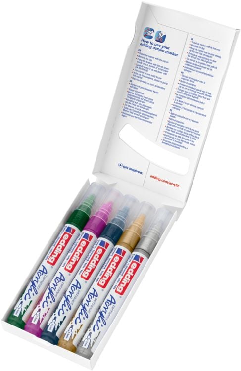 Produktbild: Edding Acrylmarker Acrylic 5100 Mittel metallic 5er Set