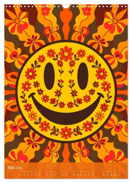 Produktbild: Flower Power Dreams - Retro 70s Art (Wandkalender 2026 DIN A3 hoch), CALVENDO Monatskalender