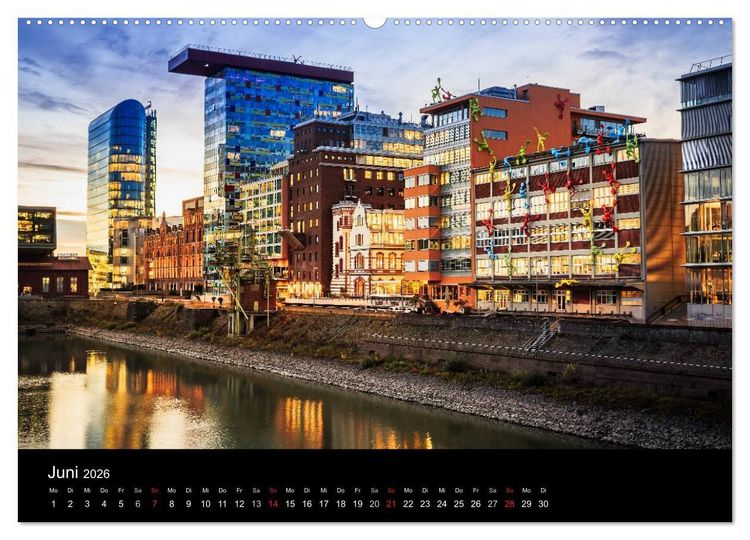 Produktbild: D&uuml;sseldorf bei Nacht (Wandkalender 2026 DIN A2 quer), CALVENDO Monatskalender