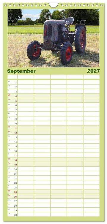 Produktbild: Familienplaner 2027 - Rostige alte Traktoren mit 5 Spalten (Wandkalender, 21 x 45 cm) CALVENDO