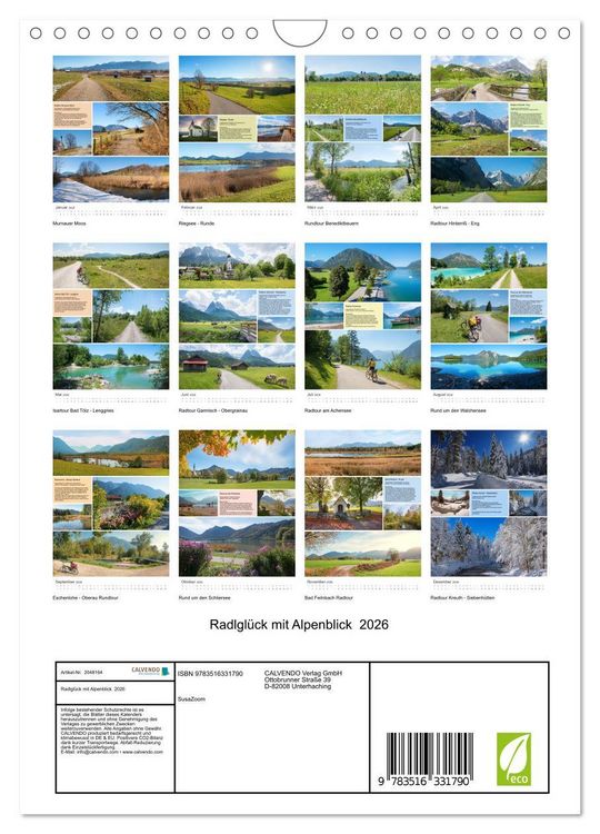 Produktbild: Radlgl&uuml;ck mit Alpenblick 2026 (Wandkalender 2026 DIN A4 hoch), CALVENDO Monatskalender