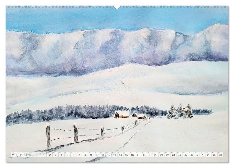 Produktbild: Winterzauberwelt - Gemalte Winterlandschaften (Wandkalender 2026 DIN A2 quer), CALVENDO Monatskalender