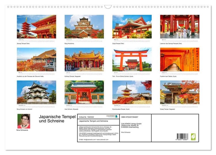 Produktbild: Japanische Tempel und Schreine (Wandkalender 2026 DIN A2 quer), CALVENDO Monatskalender