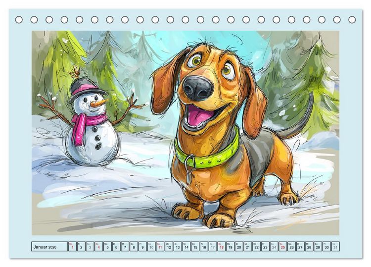 Produktbild: Dackel Fun. Zauberhafte Hunde Cartoons f&uuml;rs Herz (Tischkalender 2026 DIN A5 quer), CALVENDO Monatskalender