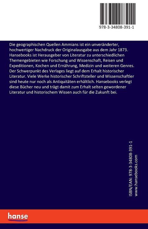 Produktbild: Die geographischen Quellen Ammians