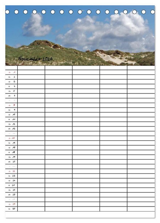 Produktbild: Urlaubsparadies Amrum / Familienplaner (Tischkalender 2026 DIN A5 hoch), CALVENDO Monatskalender