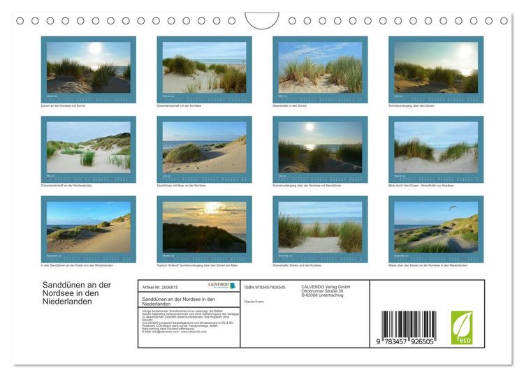 Produktbild: Sandd&uuml;nen an der Nordsee in den Niederlanden (Wandkalender 2026 DIN A4 quer), CALVENDO Monatskalender