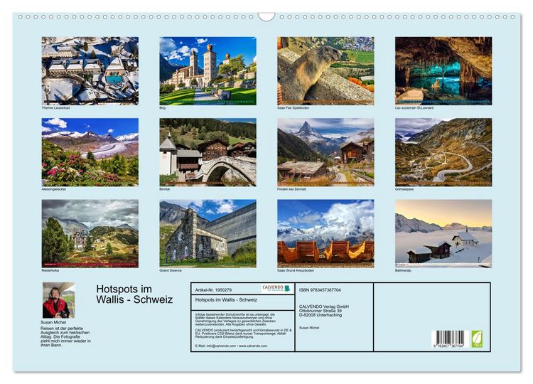 Produktbild: Hotspots im Wallis - Schweiz (Wandkalender 2026 DIN A2 quer), CALVENDO Monatskalender