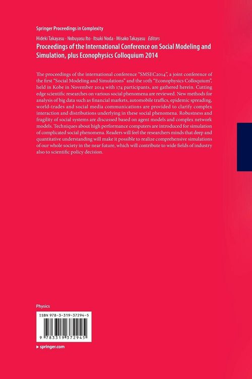 Produktbild: Proceedings of the International Conference on Social Modeling and Simulation, plus Econophysics Colloquium 2014