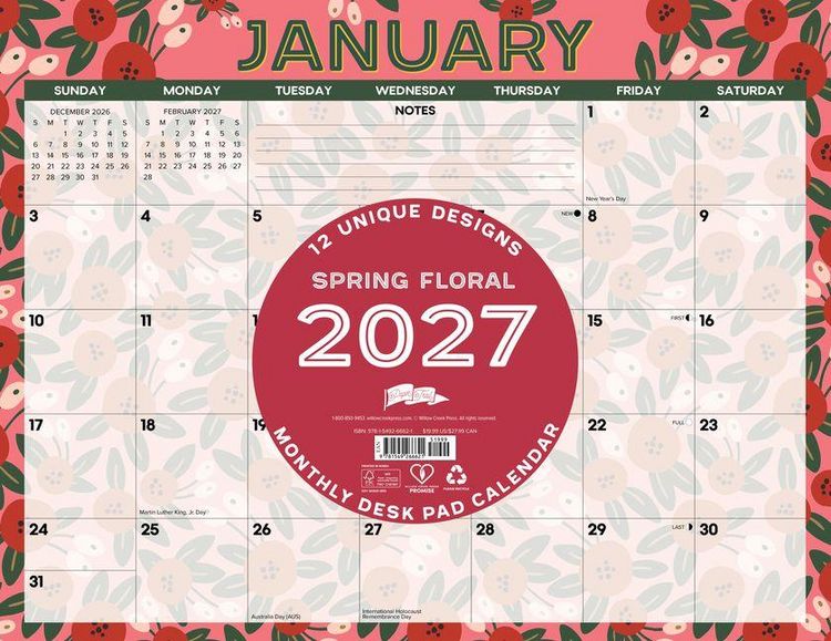 Produktbild: Spring Floral 2027 22 X 17 Large Monthly Deskpad