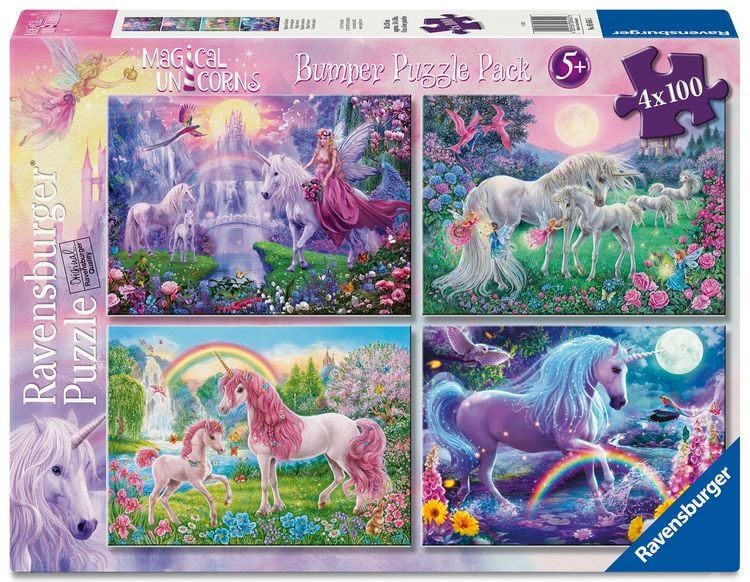 Produktbild: Kinderpuzzle 4x100 Teile - Magische Einh&ouml;rner