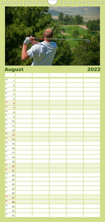 Produktbild: Familienplaner Passion Golf (Wandkalender 2022 , 21 cm x 45 cm, hoch)