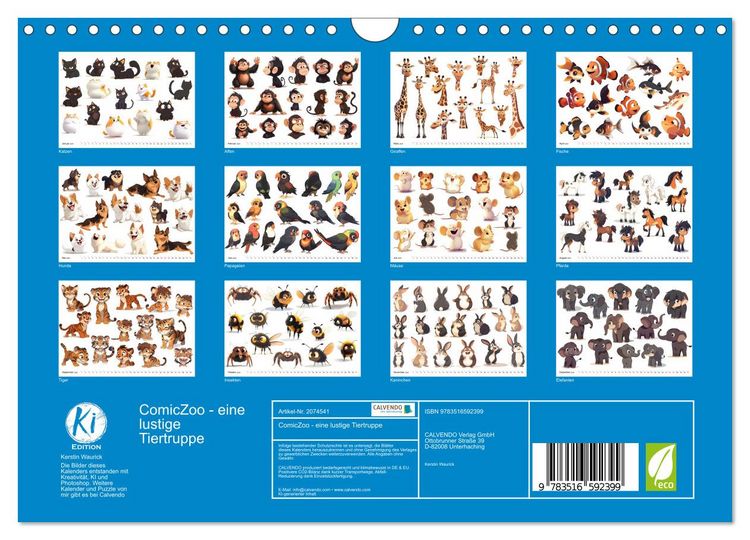 Produktbild: ComicZoo - eine lustige Tiertruppe (Wandkalender 2026 DIN A4 quer), CALVENDO Monatskalender