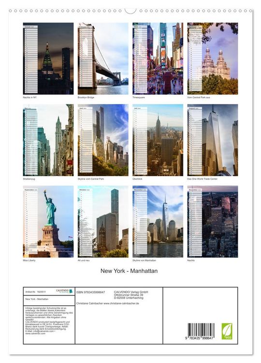 Produktbild: New York - Manhattan (hochwertiger Premium Wandkalender 2025 DIN A2 hoch), Kunstdruck in Hochglanz