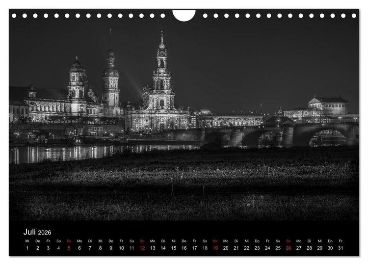 Produktbild: Dresden - Elbflorenz bei Nacht (Wandkalender 2026 DIN A4 quer), CALVENDO Monatskalender