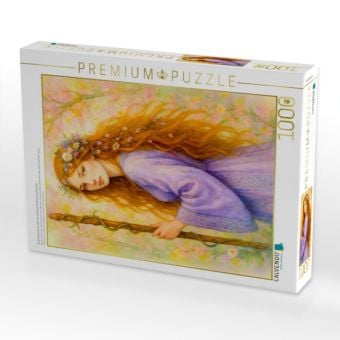 Produktbild: CALVENDO Puzzle Zarte keltische Druidin mit violettem Kleid und Zauberstab | 1000 Teile Lege-Gr&ouml;&szlig;e 64x48cm Foto-Puzzle f&uuml;r gl&uuml;ckliche Stunden