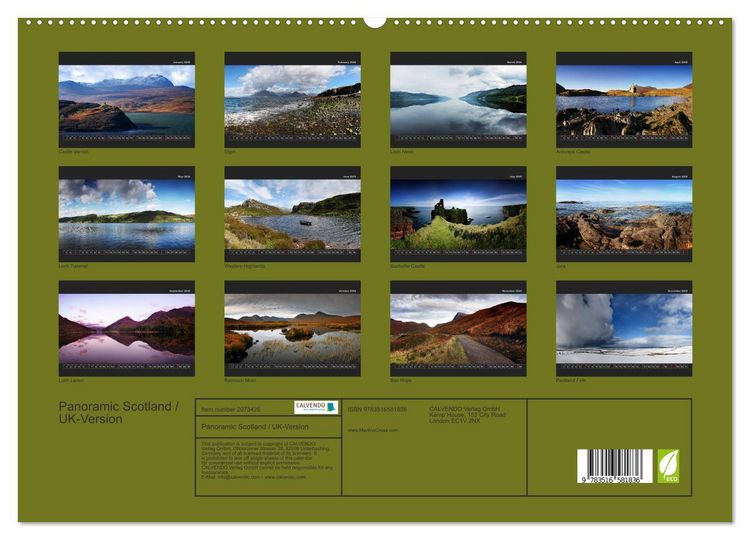 Produktbild: Panoramic Scotland / UK-Version (High Quality Premium Wall Calendar 2026 DIN A2 landscape),CALVENDO 12 Month Wall Calendar