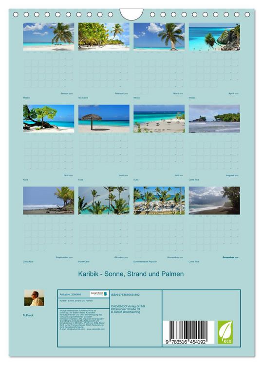 Produktbild: Karibik - Sonne, Strand und Palmen (Wandkalender 2026 DIN A4 hoch), CALVENDO Monatskalender