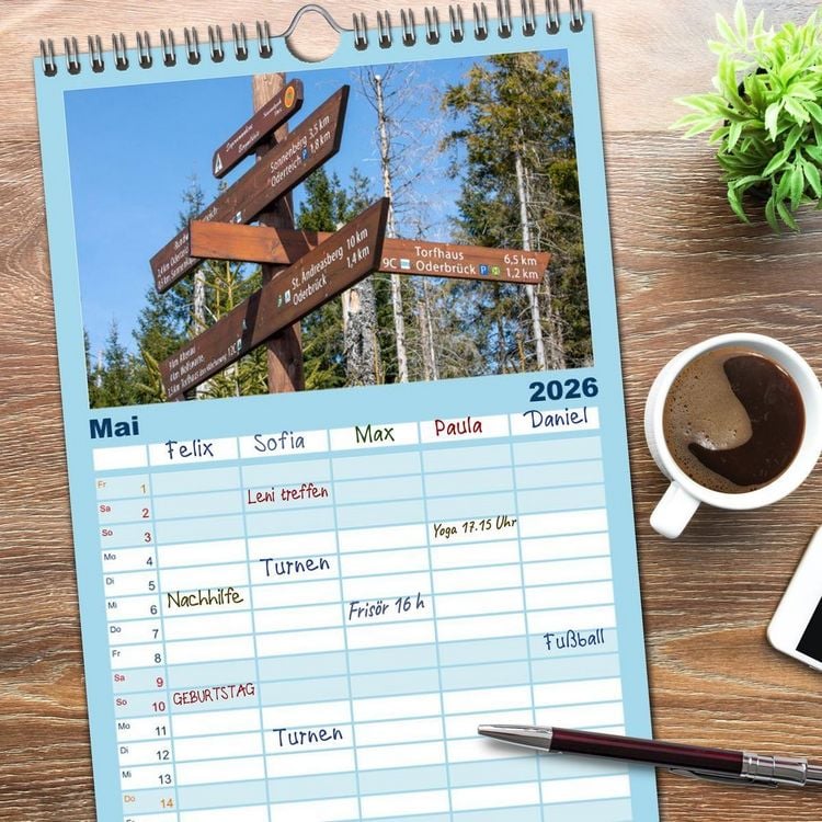 Produktbild: Familienplaner 2026 - Sagenumwobener Harz mit 5 Spalten (Wandkalender, 21 x 45 cm) CALVENDO