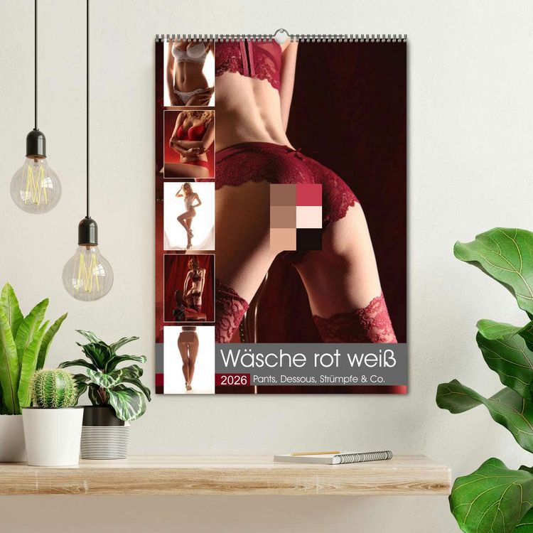 Produktbild: W&auml;sche rot wei&szlig; (Wandkalender 2026 DIN A2 hoch), CALVENDO Monatskalender