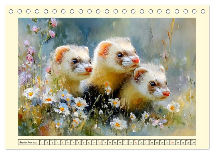 Produktbild: Frettchen. Kleine Wusel im Cottage-Garten (Tischkalender 2027 DIN A5 quer), CALVENDO Monatskalender