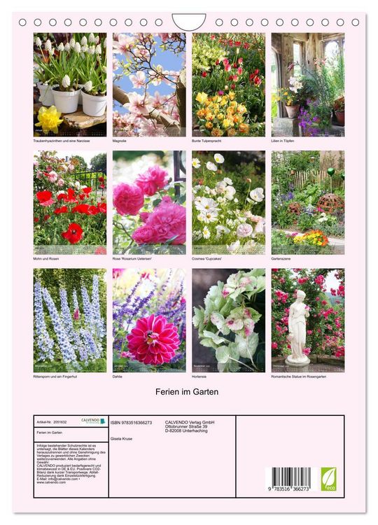 Produktbild: Ferien im Garten (Wandkalender 2026 DIN A4 hoch), CALVENDO Monatskalender