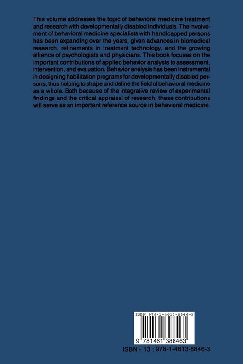 Produktbild: Behavioral Medicine and Developmental Disabilities