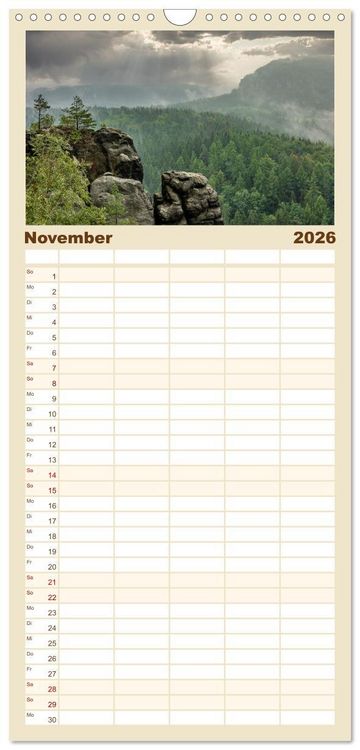 Produktbild: Familienplaner 2026 - Dresden und Elbsandsteingebirge mit 5 Spalten (Wandkalender, 21 x 45 cm) CALVENDO