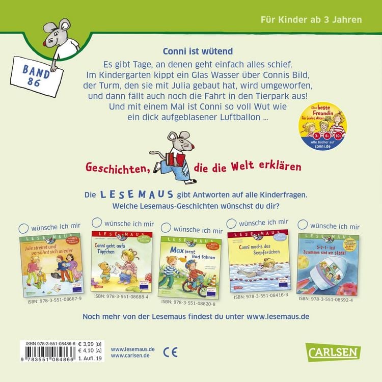 Produktbild: LESEMAUS 86: Conni ist w&uuml;tend