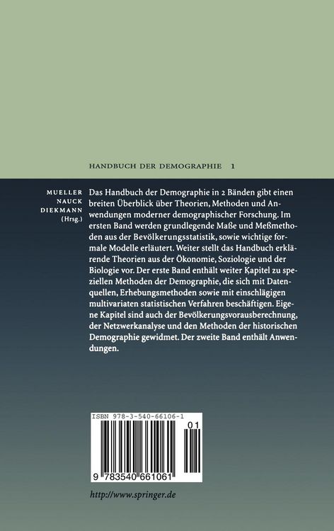 Produktbild: Handbuch der Demographie 1