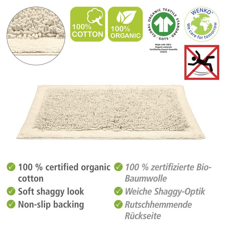 Produktbild: Badematte Mod. Sidyma Beige, aus 100 % zertifizierter Bio-Baumwolle