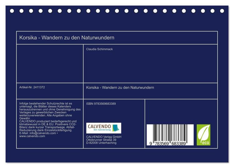Produktbild: Korsika - Wandern zu den Naturwundern (Tischkalender 2027 DIN A5 quer), CALVENDO Monatskalender