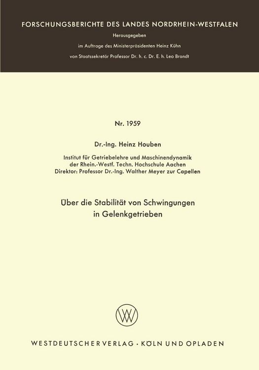 Produktbild: &Uuml;ber die Stabilit&auml;t von Schwingungen in Gelenkgetrieben