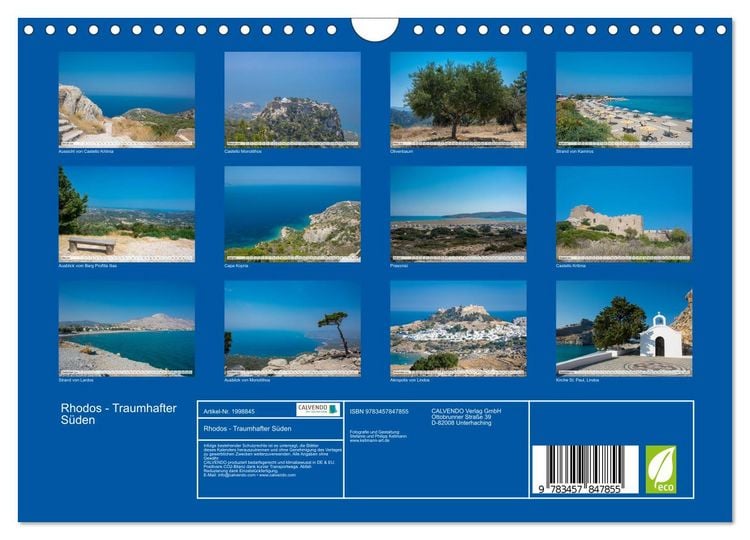 Produktbild: Rhodos - Traumhafter S&uuml;den (Wandkalender 2026 DIN A4 quer), CALVENDO Monatskalender