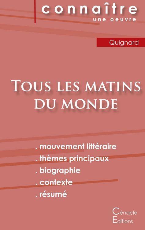 Produktbild: Fiche de lecture Tous les matins du monde (Analyse litt&eacute;raire de r&eacute;f&eacute;rence et r&eacute;sum&eacute; complet)