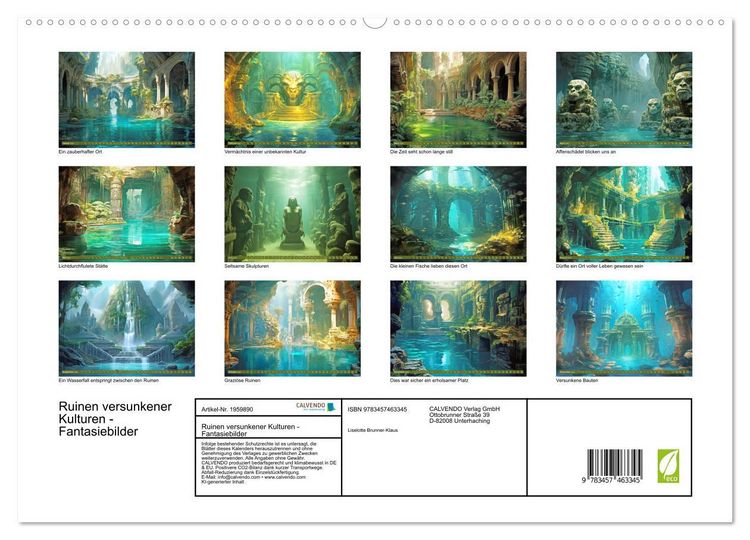 Produktbild: Ruinen versunkener Kulturen - Fantasiebilder (hochwertiger Premium Wandkalender 2026 DIN A2 quer), Kunstdruck in Hochglanz