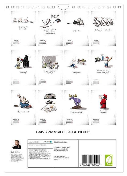 Produktbild: Carlo B&uuml;chner ALLE JAHRE BILDER! (Wandkalender 2026 DIN A4 hoch), CALVENDO Monatskalender