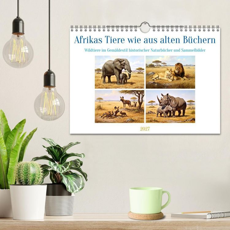 Produktbild: Afrikas Tiere wie aus alten B&uuml;chern (Wandkalender 2027 DIN A4 quer), CALVENDO Monatskalender